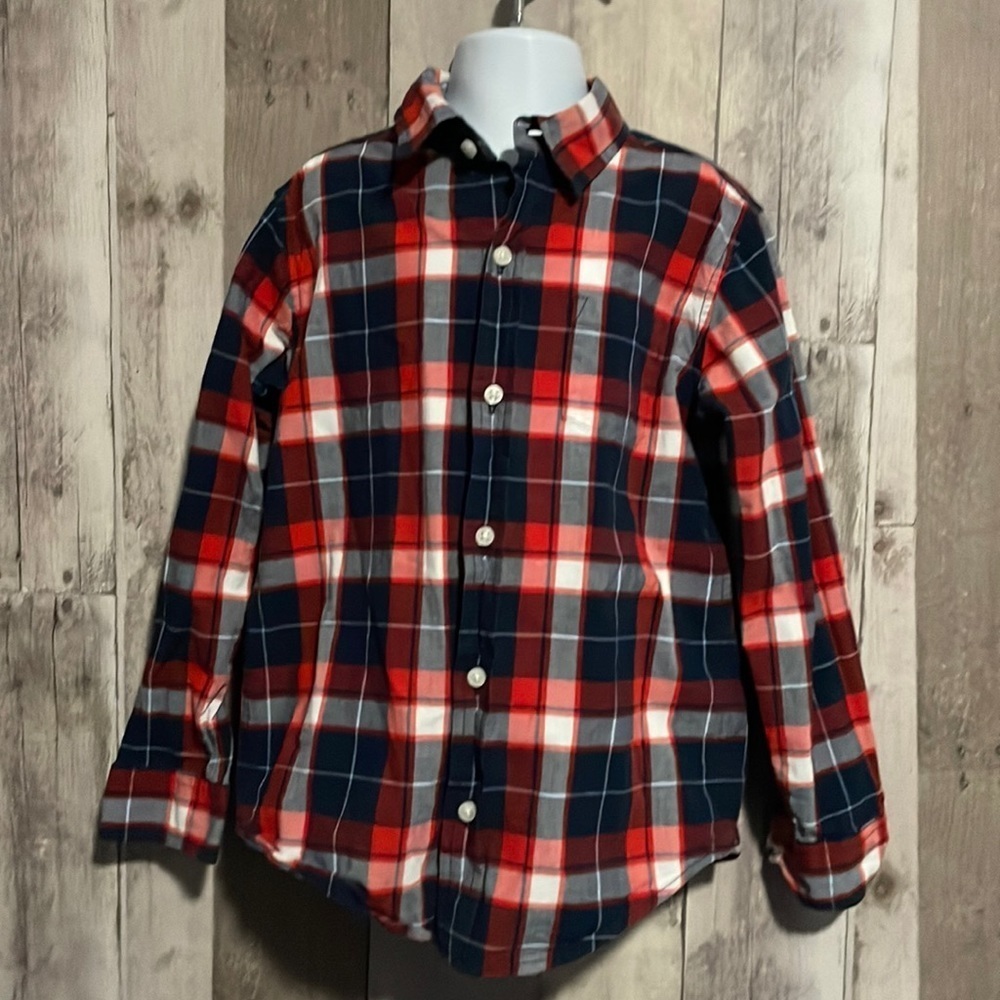 Janie and Jack Plaid Long Sleeve Button Down Shirt
